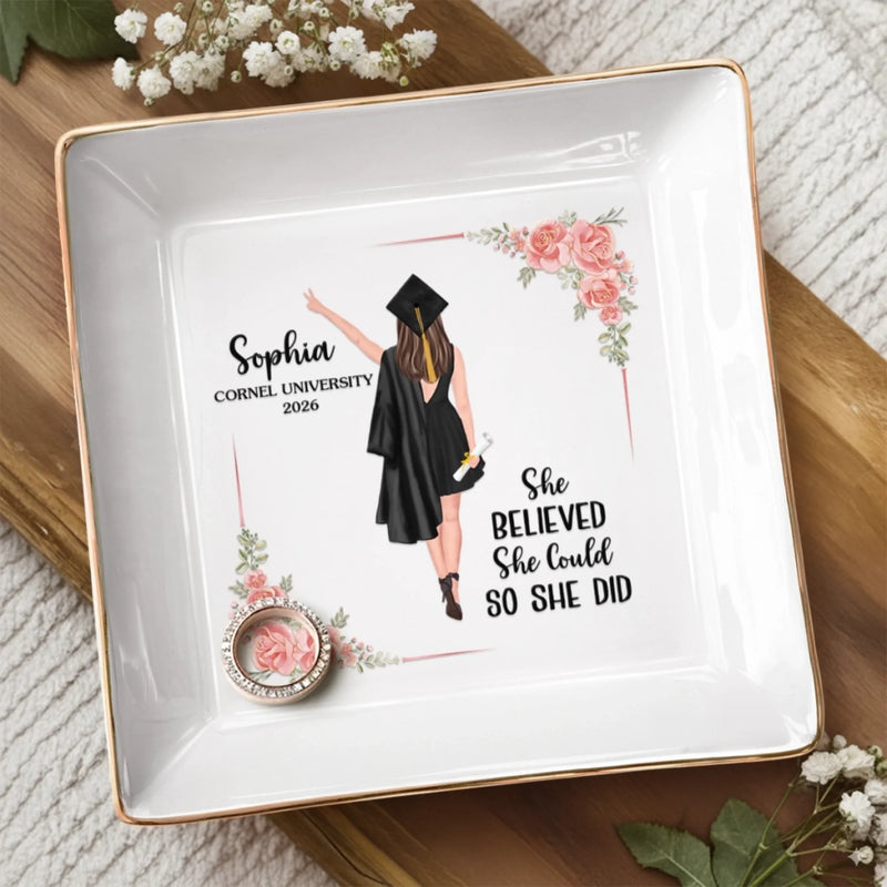 A Sweet Ending To The New Beginning - Family Personalized Custom Jewelry Dish - Graduation Gift For Family Members, Siblings, Brothers, Sisters