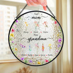 Custom Stained Glass Window Hanging Suncatcher - Personalized Mother's Day Gifts For Mom, Grandma - Two Generations One Love