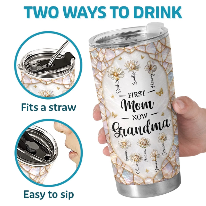 Custom Tumbler - Personalized Mother's Day Birthday Gifts For Mom, Grandma - Grandma’s Blooming Love