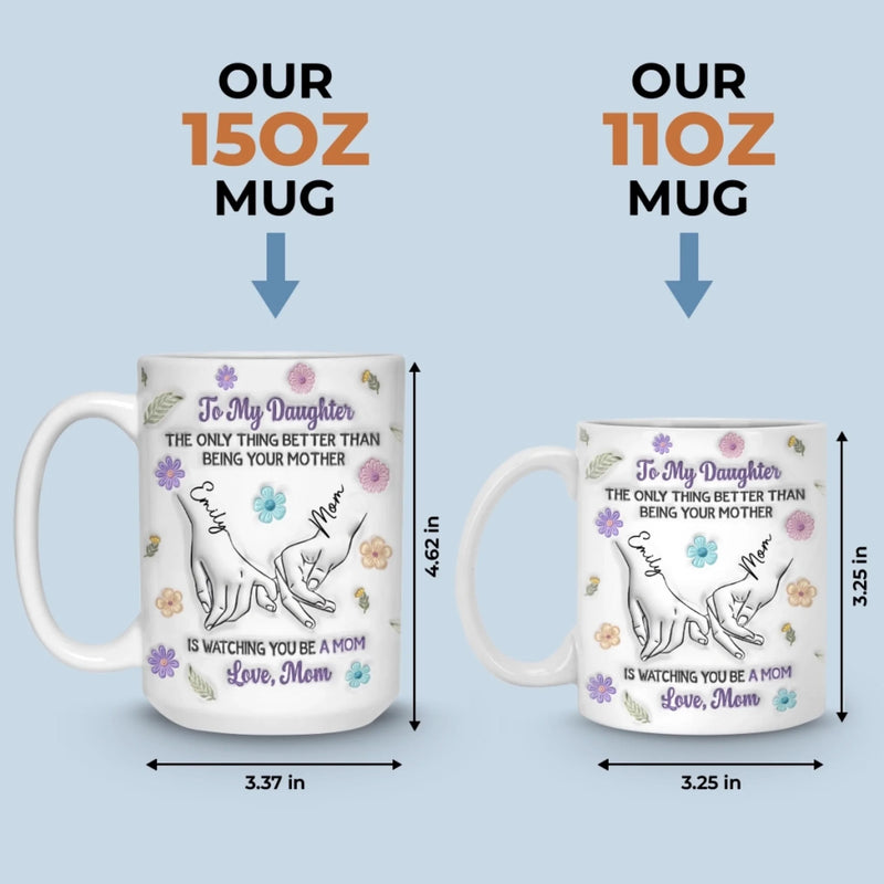 Custom 3D Inflated Effect Printed Mug - Personalized Birthday Gifts For Daughter - Motherhood Looks Beautiful On You