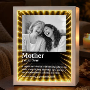 Custom Photo Infinity Mirror Light Box - Personalized Mother's Day Birthday Gifts For Mom - Mom Means Everything