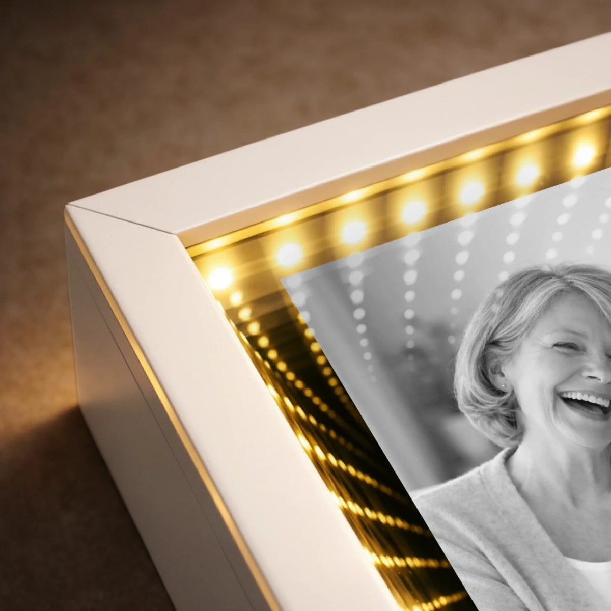 Custom Photo Infinity Mirror Light Box - Personalized Mother's Day Birthday Gifts For Mom - Mom Means Everything