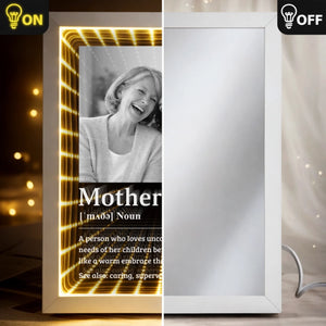 Custom Photo Infinity Mirror Light Box - Personalized Mother's Day Birthday Gifts For Mom - Mom Means Everything