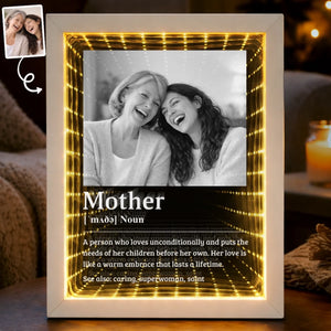 Custom Photo Infinity Mirror Light Box - Personalized Mother's Day Birthday Gifts For Mom - Mom Means Everything