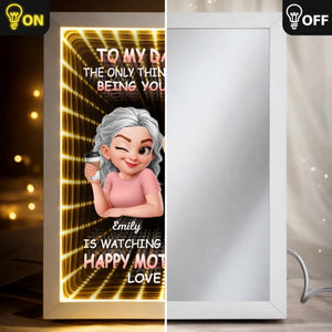 Custom Infinity Mirror Light Box - Personalized Mother's Day Birthday Gifts For Mom, Daughter - From My Little Girl To A Mom