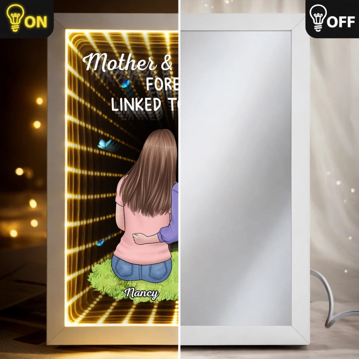 Custom Infinity Mirror Light Box - Personalized Mother's Day Birthday Gifts For Mom - My First Best Friend