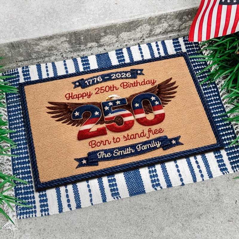 Custom Home Decor Decorative Mat - Personalized America 250th Anniversary Gifts For Mom, Dad, Brother, Sister, Kids - Courage Wrote Our Story