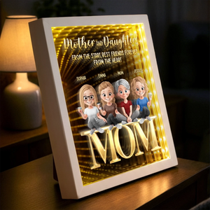 Custom Infinity Mirror Light Box - Personalized Mother's Day Birthday Gifts For Mom - Daughters Today, Besties Always
