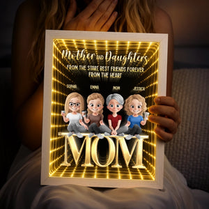 Custom Infinity Mirror Light Box - Personalized Mother's Day Birthday Gifts For Mom - Daughters Today, Besties Always