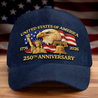Custom Hat, All Over Print Classic Cap - Personalized America 250th Anniversary Gifts For Women, Men - United In Brave Tradition