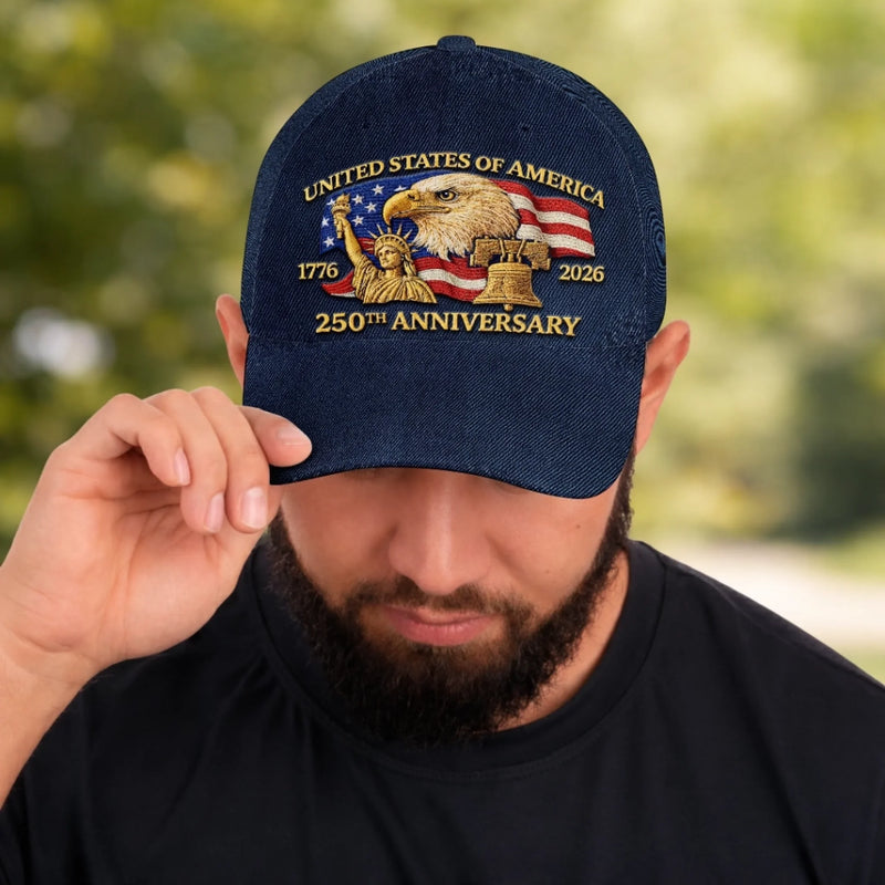 Custom Hat, All Over Print Classic Cap - Personalized America 250th Anniversary Gifts For Women, Men - United In Brave Tradition