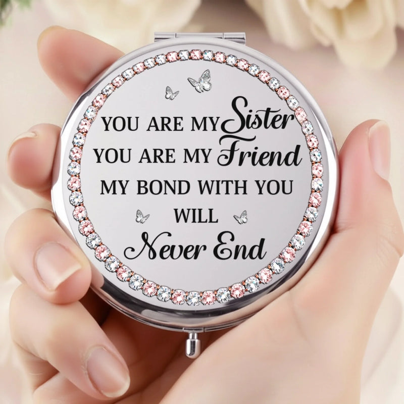 Custom Compact Mirror - Personalized Best Friend Birthday Gifts For Women, Besties, Sisters, BFF - Pinky Promise, Forever