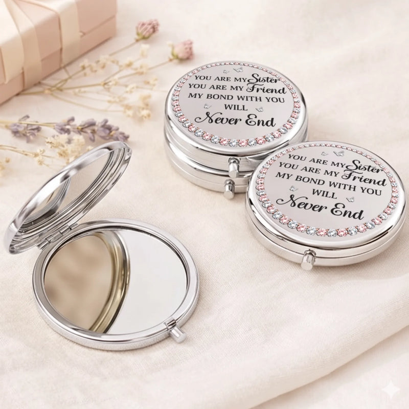 Custom Compact Mirror - Personalized Best Friend Birthday Gifts For Women, Besties, Sisters, BFF - Pinky Promise, Forever