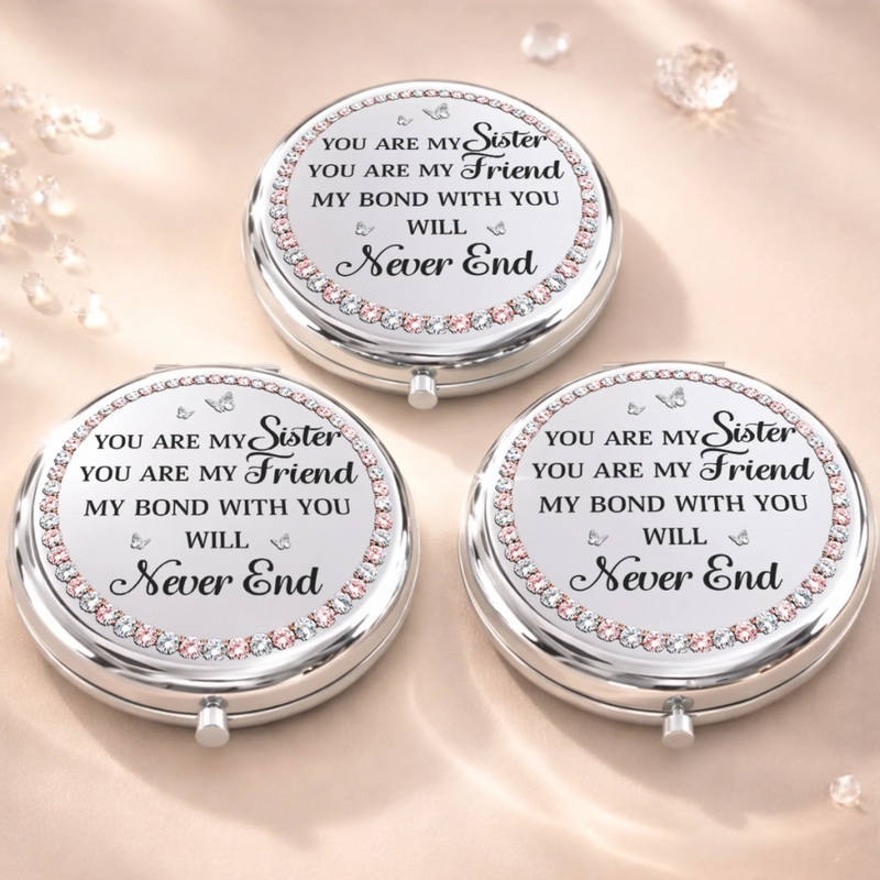 Custom Compact Mirror - Personalized Best Friend Birthday Gifts For Women, Besties, Sisters, BFF - Pinky Promise, Forever