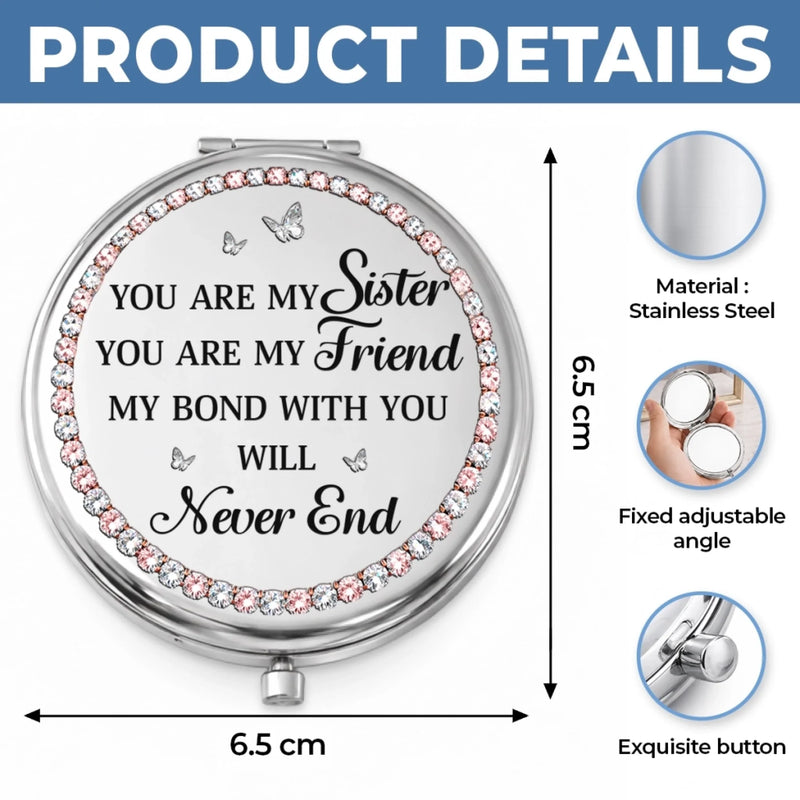 Custom Compact Mirror - Personalized Best Friend Birthday Gifts For Women, Besties, Sisters, BFF - Pinky Promise, Forever