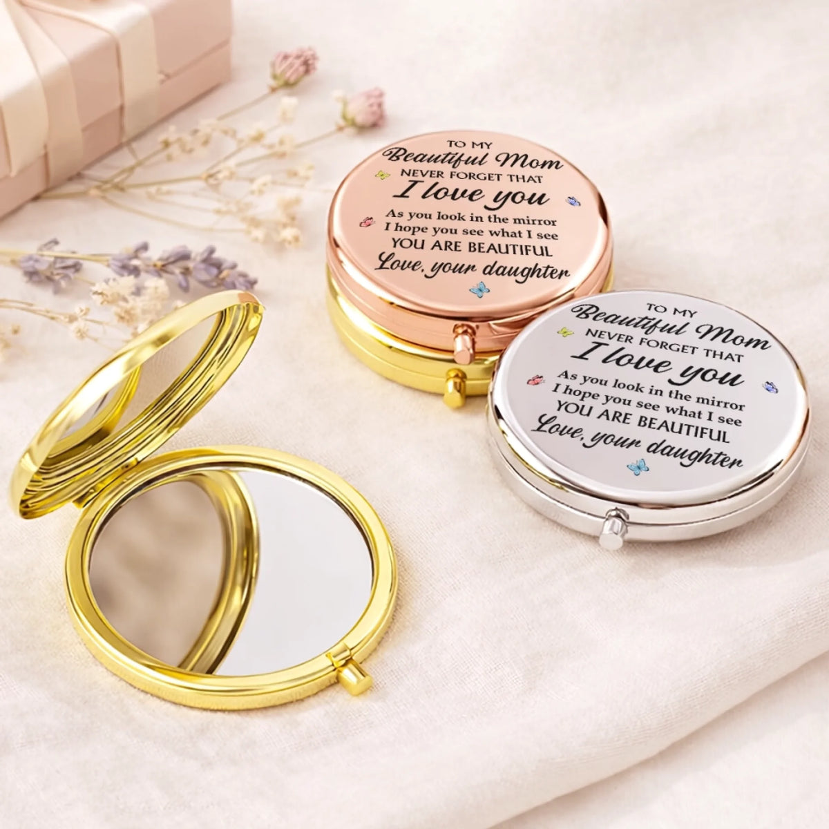 Custom Compact Mirror - Personalized Mother's Day Birthday Gifts For Mom - The Sweetest Kind Of Reminder