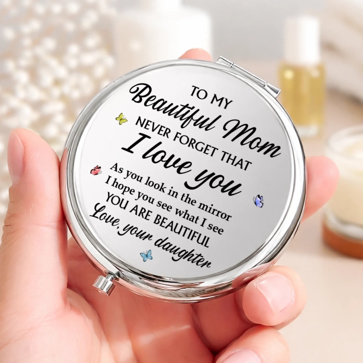 Custom Compact Mirror - Personalized Mother's Day Birthday Gifts For Mom - The Sweetest Kind Of Reminder