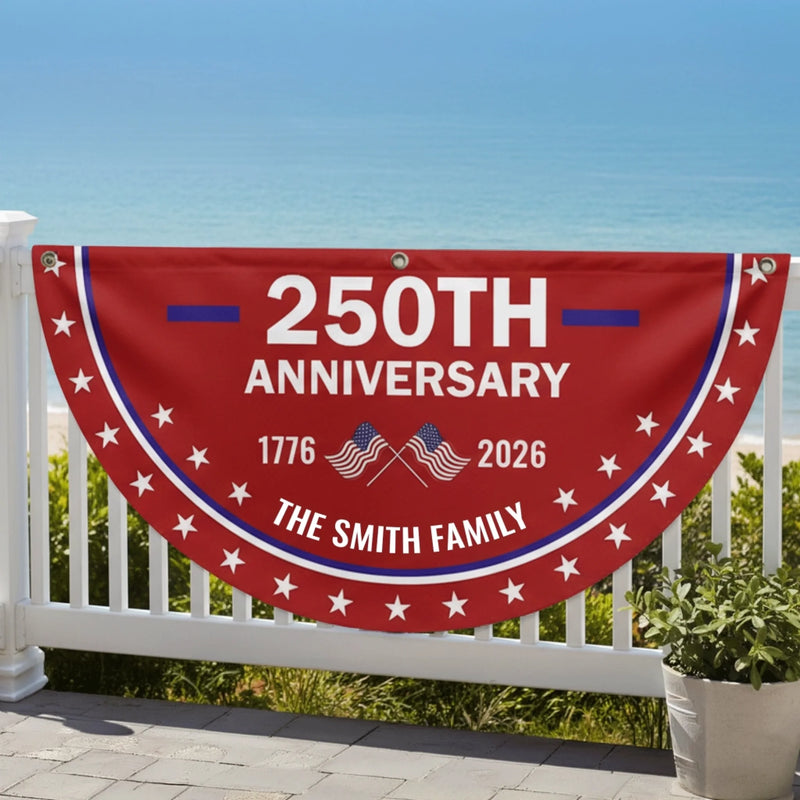 Custom Non-Pleated Fan Flag - Personalized America 250th Anniversary Gifts For Mom, Dad, Brother, Sister, Kids - Family Is Our Strength