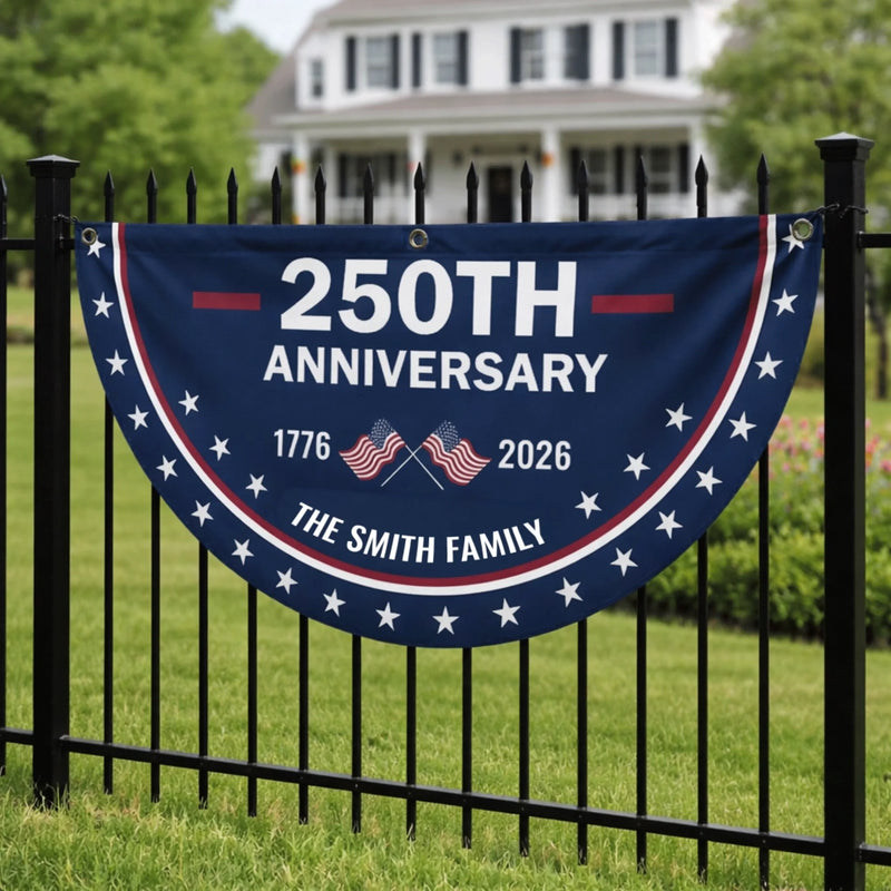 Custom Non-Pleated Fan Flag - Personalized America 250th Anniversary Gifts For Mom, Dad, Brother, Sister, Kids - Family Is Our Strength