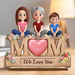 Custom 2-Layered Wooden Plaque - Personalized Mother's Day Birthday Gifts For Mom - Love You To The Moon, Mom