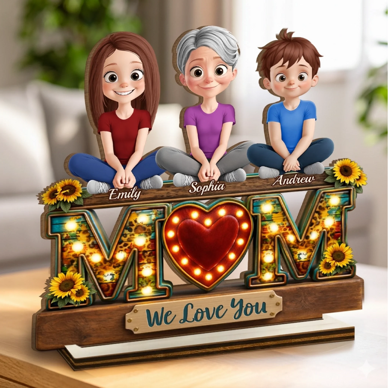 Custom 2-Layered Wooden Plaque - Personalized Mother's Day Birthday Gifts For Mom - Forever Your Little Crew
