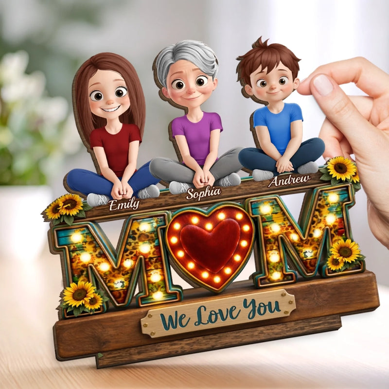 Custom 2-Layered Wooden Plaque - Personalized Mother's Day Birthday Gifts For Mom - Forever Your Little Crew