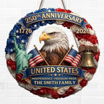 Custom Wood Sign - Personalized America 250th Anniversary Gifts For Mom, Dad, Brother, Sister, Kids - Born Free Living Proud