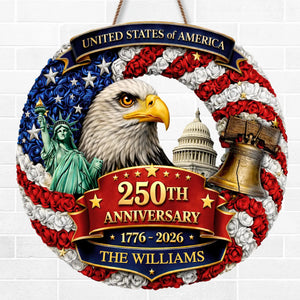 Custom Wood Sign - Personalized America 250th Anniversary Gifts For Mom, Dad, Brother, Sister, Kids - Freedom Looks Good On Us