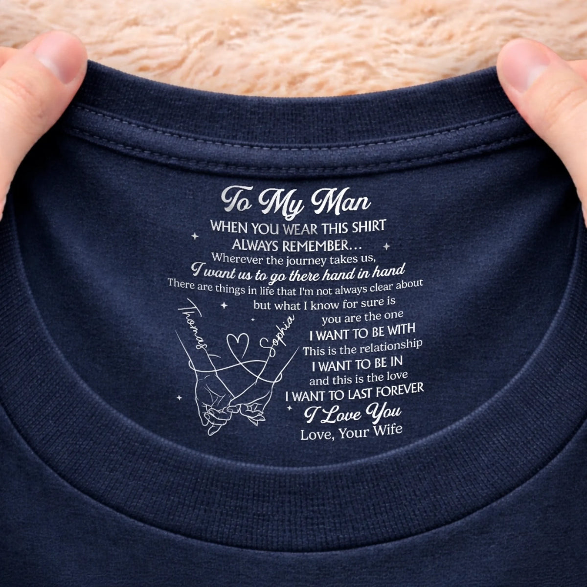 Custom Inside Neck Print T-Shirt - Personalized Anniversary Wedding Gifts For Husband And Wife, Him And Her - You And Me Forever