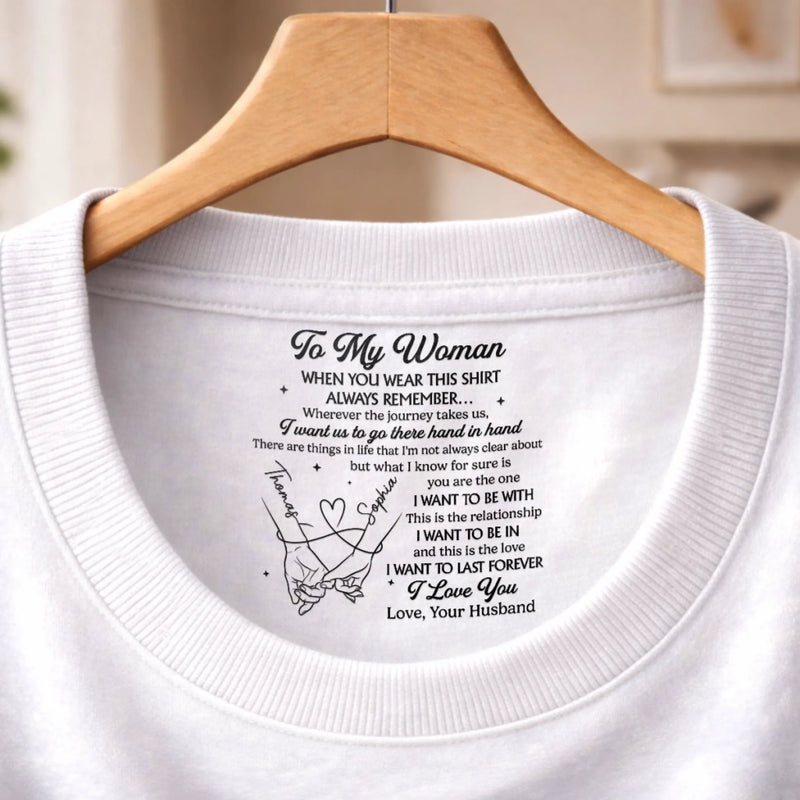 Custom Inside Neck Print T-Shirt - Personalized Anniversary Wedding Gifts For Husband And Wife, Him And Her - You And Me Forever