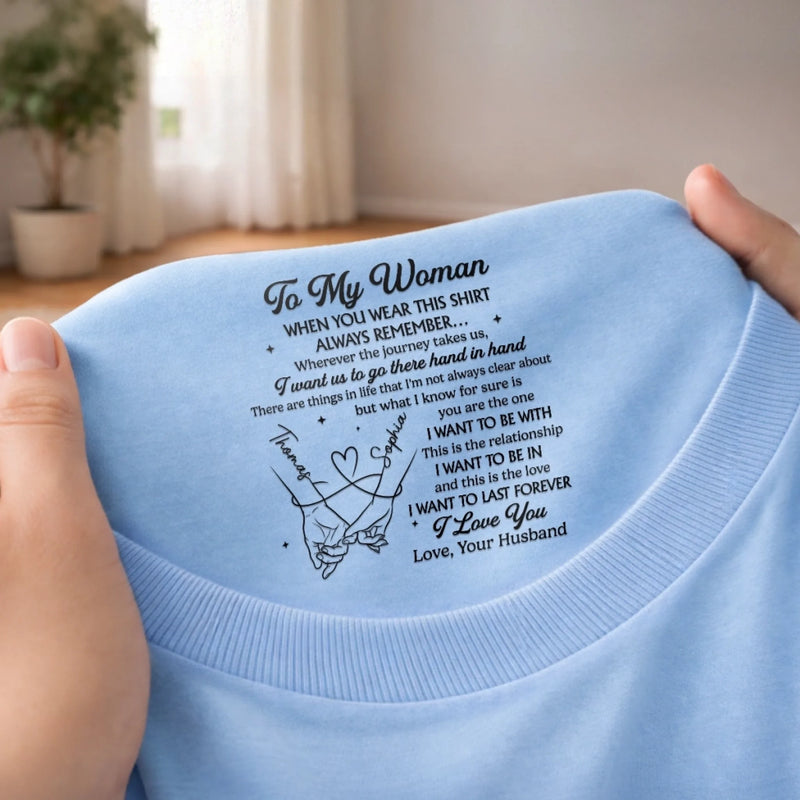 Custom Inside Neck Print T-Shirt - Personalized Anniversary Wedding Gifts For Husband And Wife, Him And Her - You And Me Forever