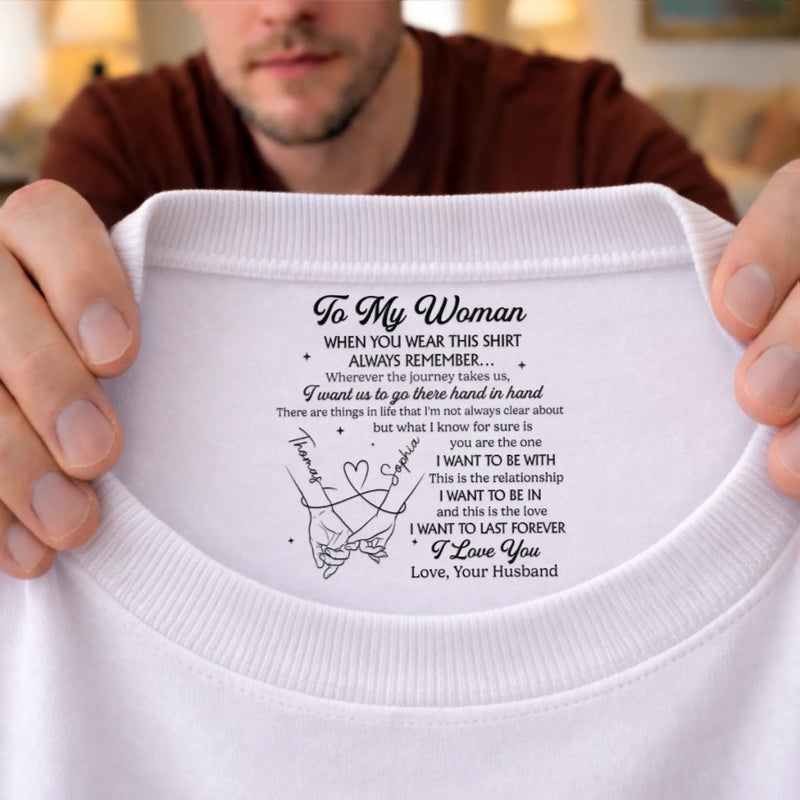 Custom Inside Neck Print T-Shirt - Personalized Anniversary Wedding Gifts For Husband And Wife, Him And Her - You And Me Forever