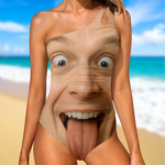 Custom Photo Sun Out, Tongue Out - Couple Personalized Custom One Piece Swimsuit - Summer Vacation Gift For Husband Wife, Anniversary