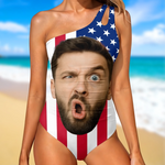 Custom Photo Hot Girl Swim, Chaotic Edition - Couple Personalized Custom One Piece Swimsuit - Summer Vacation Gift For Husband Wife, Anniversary