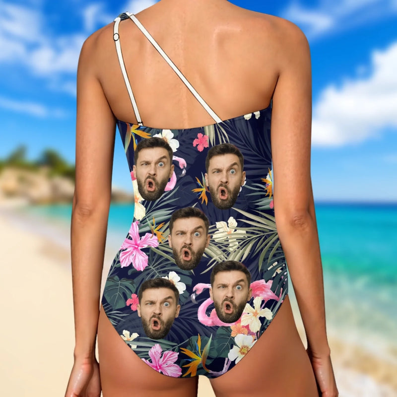 Custom Photo Sun’s Out, Sass Out - Couple Personalized Custom One Piece Swimsuit - Summer Vacation Gift For Wife, Anniversary