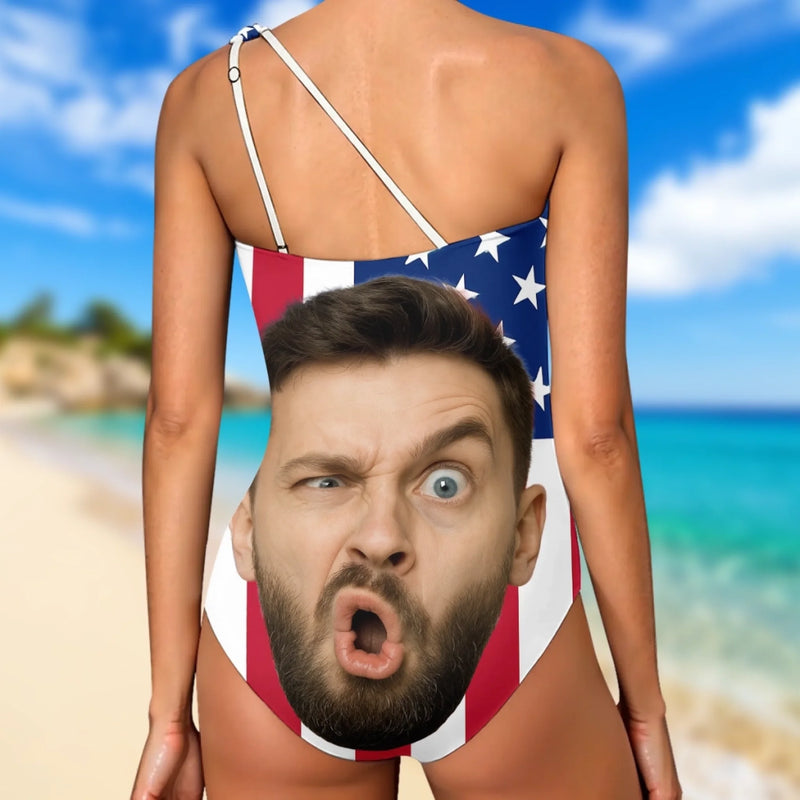 Custom Photo Hot Girl Swim, Chaotic Edition - Couple Personalized Custom One Piece Swimsuit - Summer Vacation Gift For Husband Wife, Anniversary