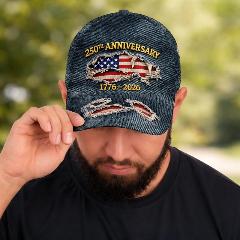 Custom Hat, All Over Print Classic Cap - Personalized America 250th Anniversary Gifts For Women, Men - Built On Liberty