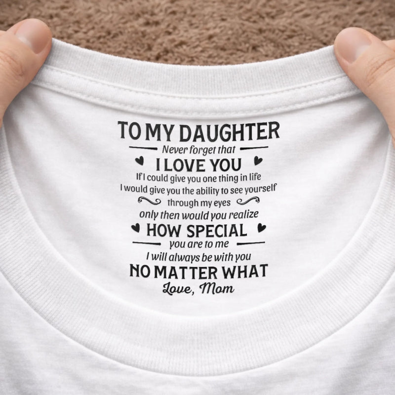 Custom Inside Neck Print T-Shirt - Personalized Birthday Gifts For Daughter - You’ll Always Be My Baby