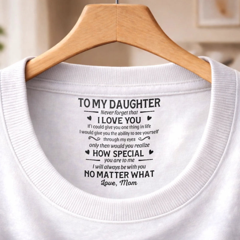 Custom Inside Neck Print T-Shirt - Personalized Birthday Gifts For Daughter - You’ll Always Be My Baby