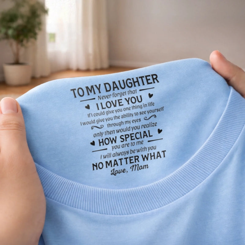 Custom Inside Neck Print T-Shirt - Personalized Birthday Gifts For Daughter - You’ll Always Be My Baby