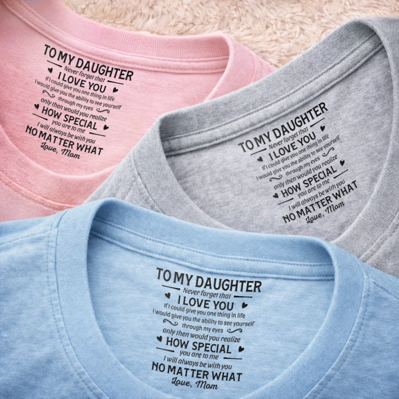 Custom Inside Neck Print T-Shirt - Personalized Birthday Gifts For Daughter - You’ll Always Be My Baby
