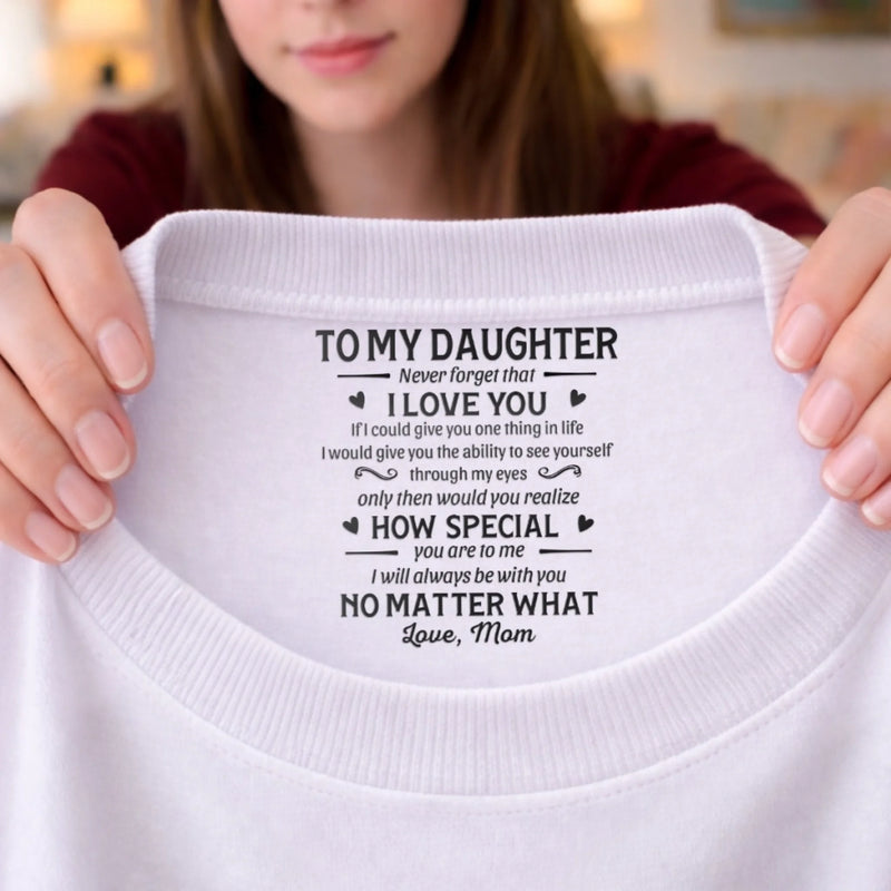 Custom Inside Neck Print T-Shirt - Personalized Birthday Gifts For Daughter - You’ll Always Be My Baby