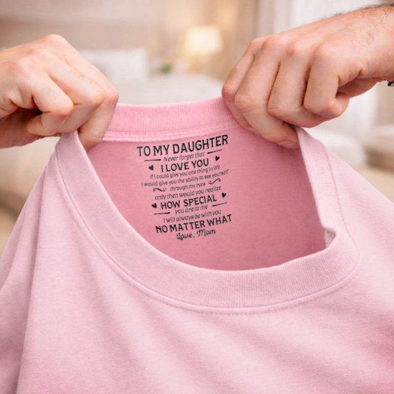 Custom Inside Neck Print T-Shirt - Personalized Birthday Gifts For Daughter - You’ll Always Be My Baby