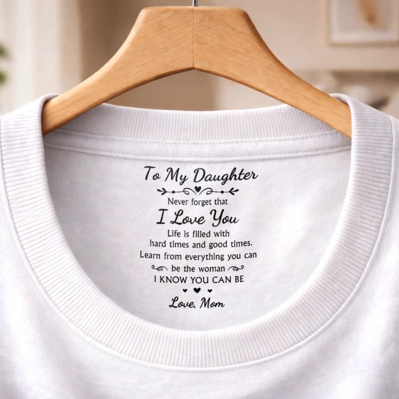 Custom Inside Neck Print T-Shirt - Personalized Birthday Gifts For Daughter - I Love You Beyond Words