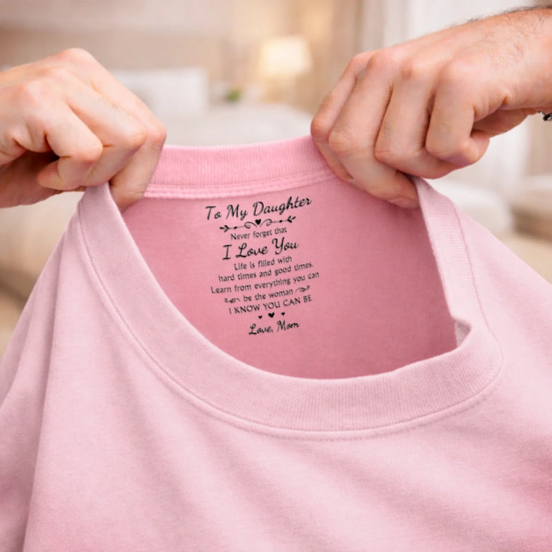 Custom Inside Neck Print T-Shirt - Personalized Birthday Gifts For Daughter - I Love You Beyond Words