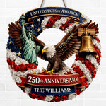Custom Wood Sign - Personalized America 250th Anniversary Gifts For Mom, Dad, Brother, Sister, Kids - Freedom Lives In Us