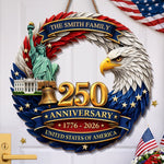Custom Wood Sign - Personalized America 250th Anniversary Gifts For Mom, Dad, Brother, Sister, Kids - Proudly Celebrating 250 Years
