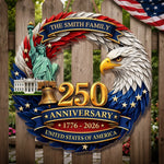 Custom Wood Sign - Personalized America 250th Anniversary Gifts For Mom, Dad, Brother, Sister, Kids - Proudly Celebrating 250 Years