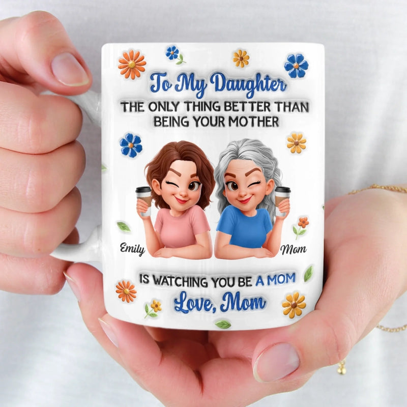 Custom 3D Inflated Effect Printed Mug - Personalized Mother's Day Birthday Gifts For Mom, Daughter - Motherhood Runs In Us