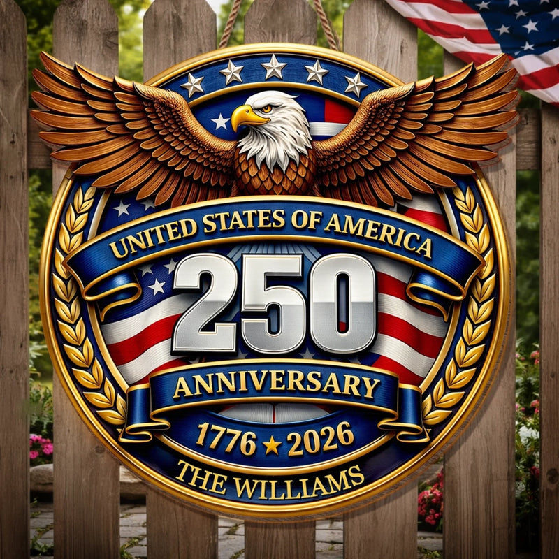 Custom Wood Sign - Personalized America 250th Anniversary Gifts For Mom, Dad, Brother, Sister, Kids - Freedom Lights Our Future
